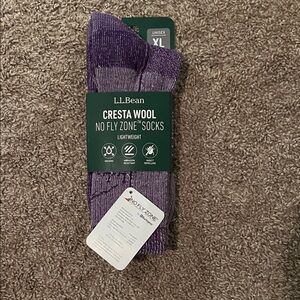 L.L. Bean Cresta Wool No Fly Zone Socks in Purple XL